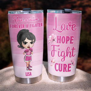 Breast Cancer Fighters - Personalized Tumbler Cup - Never A Victim - Boxing Girl Dolls - Tumbler Cup - GoDuckee