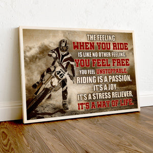 Vintage - Personalized Motocross Poster - The Feeling When You Ride - Poster & Canvas - GoDuckee