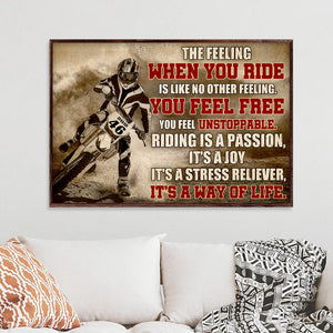 Vintage - Personalized Motocross Poster - The Feeling When You Ride - Poster & Canvas - GoDuckee