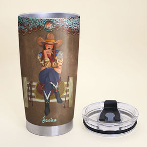 Personalized Cowgirl Tumbler - Somewhere Between Miranda Lambert and Beth Dutton Cowboy - Tumbler Cup - GoDuckee