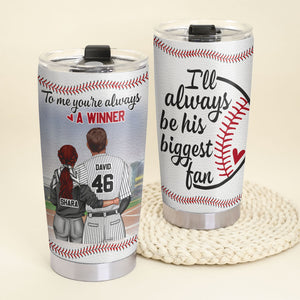 Personalized Baseball Couples Tumbler Cup - To Me You're Always A Winner - Couple Shoulder to Shoulder - Tumbler Cup - GoDuckee