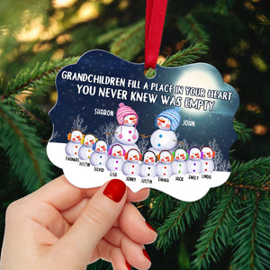Grandparent Grandchildren Fill A Place In Your Heart - Personalized Aluminium Benelux Ornament - Ornament - GoDuckee