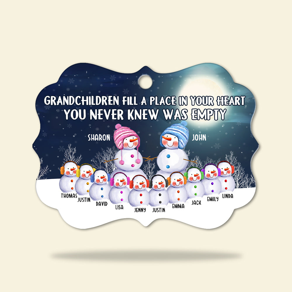 Grandparent Grandchildren Fill A Place In Your Heart - Personalized Aluminium Benelux Ornament - Ornament - GoDuckee