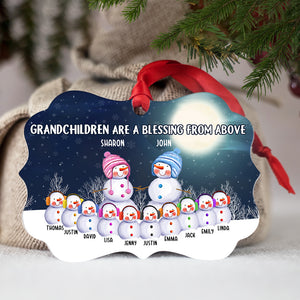 Grandparents Grandchildren Are A Blessing From Above - Personalized Aluminium Benelux Ornament - Ornament - GoDuckee