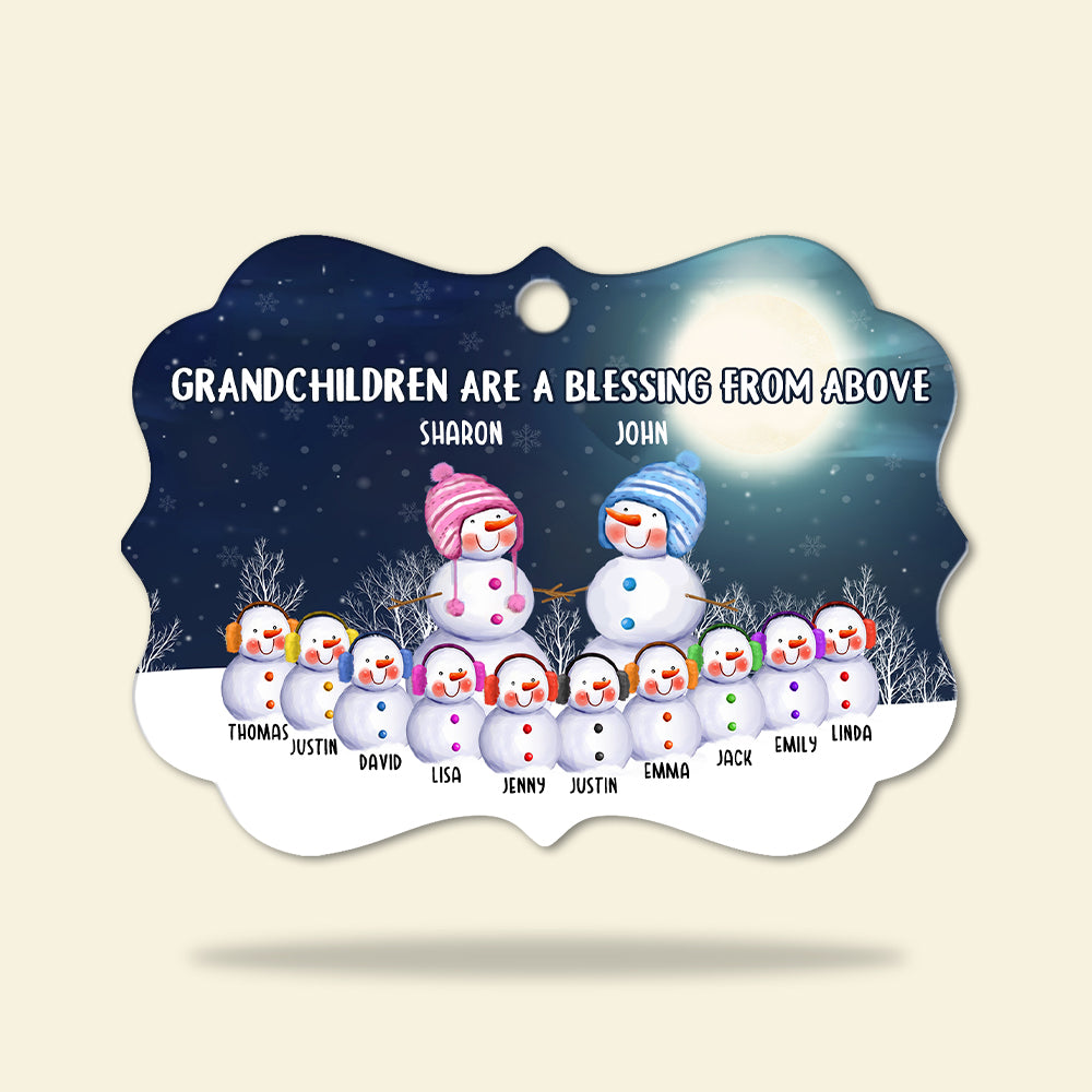 Grandparents Grandchildren Are A Blessing From Above - Personalized Aluminium Benelux Ornament - Ornament - GoDuckee