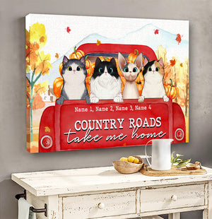 Personalized Cat Breeds Poster - Country Roads Take Me Home - Red Truck Car - Poster & Canvas - GoDuckee
