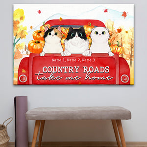 Personalized Cat Breeds Poster - Country Roads Take Me Home - Red Truck Car - Poster & Canvas - GoDuckee