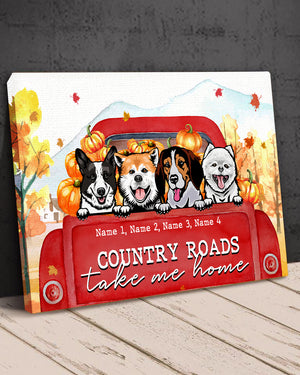 Personalized Dog Breeds Poster - Country Roads Take Me Home - Red Truck Car - Poster & Canvas - GoDuckee