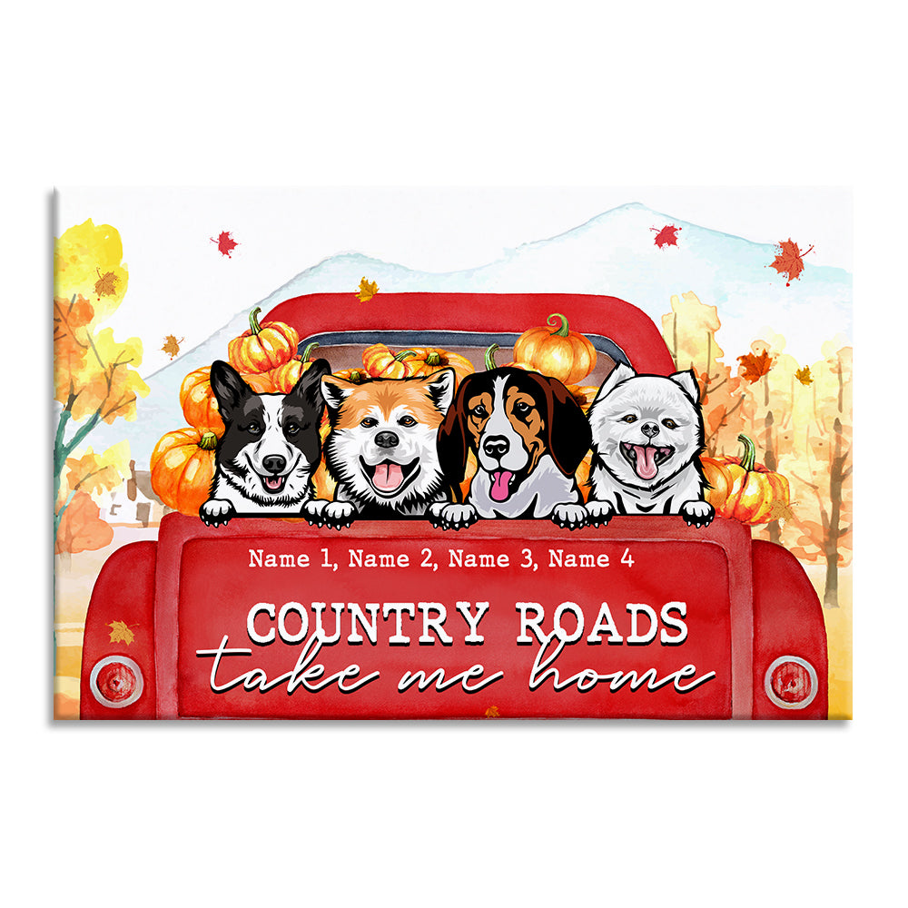 Personalized Dog Breeds Poster - Country Roads Take Me Home - Red Truck Car - Poster & Canvas - GoDuckee
