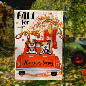 Personalized Autumn Gift Ideas For Dog Lover Jesus Take The Wheel - Custom Flag - Flag - GoDuckee
