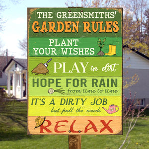 Custom Gardening Rules Metal Sign - Gardening Garden Rules - Metal Wall Art - GoDuckee