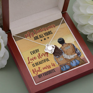 But Ours Is My Favorite - Personalized Love Knot Necklace - Gift for Cowboy & Cowgirl - Couple Shoulder to Shoulder - Jewelry - GoDuckee