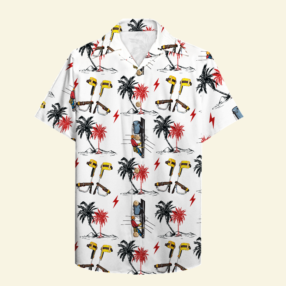 Lineman Power Poles - Hawaiian Shirt, Aloha Shirt - Hawaiian Shirts - GoDuckee