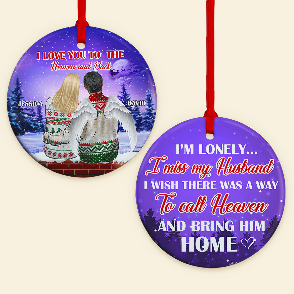 In Memorial Of My Husband, Love You To Heaven and Back - Personalized Couple Benelux Ornament - Ornament - GoDuckee