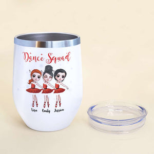 Personalized Ballet Dance Squad Wine Tumbler - Just Born With Dancing In Their Souls - Wine Tumbler - GoDuckee