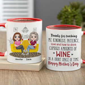 Thanks For Teaching Me Kindness, Gift For Mom, Personalized Wine Tumbler, Mother's Day Gift - Coffee Mug - GoDuckee