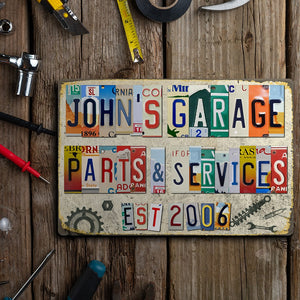 Personalized Dad Car Garage Metal Sign, Gift For Dad - Metal Wall Art - GoDuckee