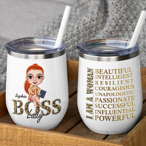 I Am A Woman Personalized Boss Lady Tumbler Gift For Her - Wine Tumbler - GoDuckee