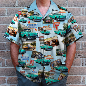 Custom Classic Car Hawaiian Shirt, Seamless Car Pattern, Up to 15 Photos - Hawaiian Shirts - GoDuckee