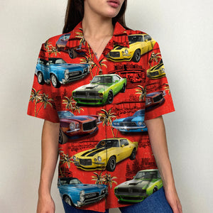 Custom Classic Car Photo Hawaiian Shirt, Coconut Tree Pattern - Hawaiian Shirts - GoDuckee