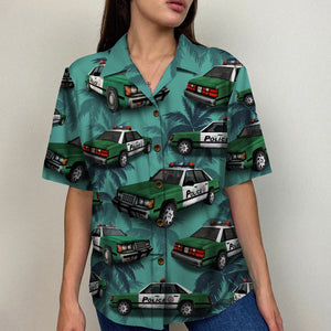 Police Hawaiian Shirt, Aloha Shirt, Coconut Tree Pattern - Hawaiian Shirts - GoDuckee