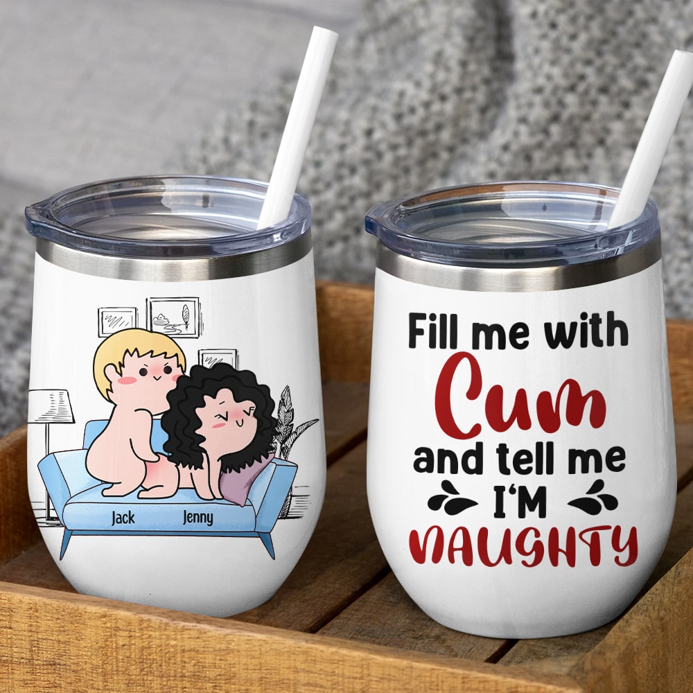 Personalized Funny Couple Tumbler - All My Naughty Thoughts Involve Me -  GoDuckee