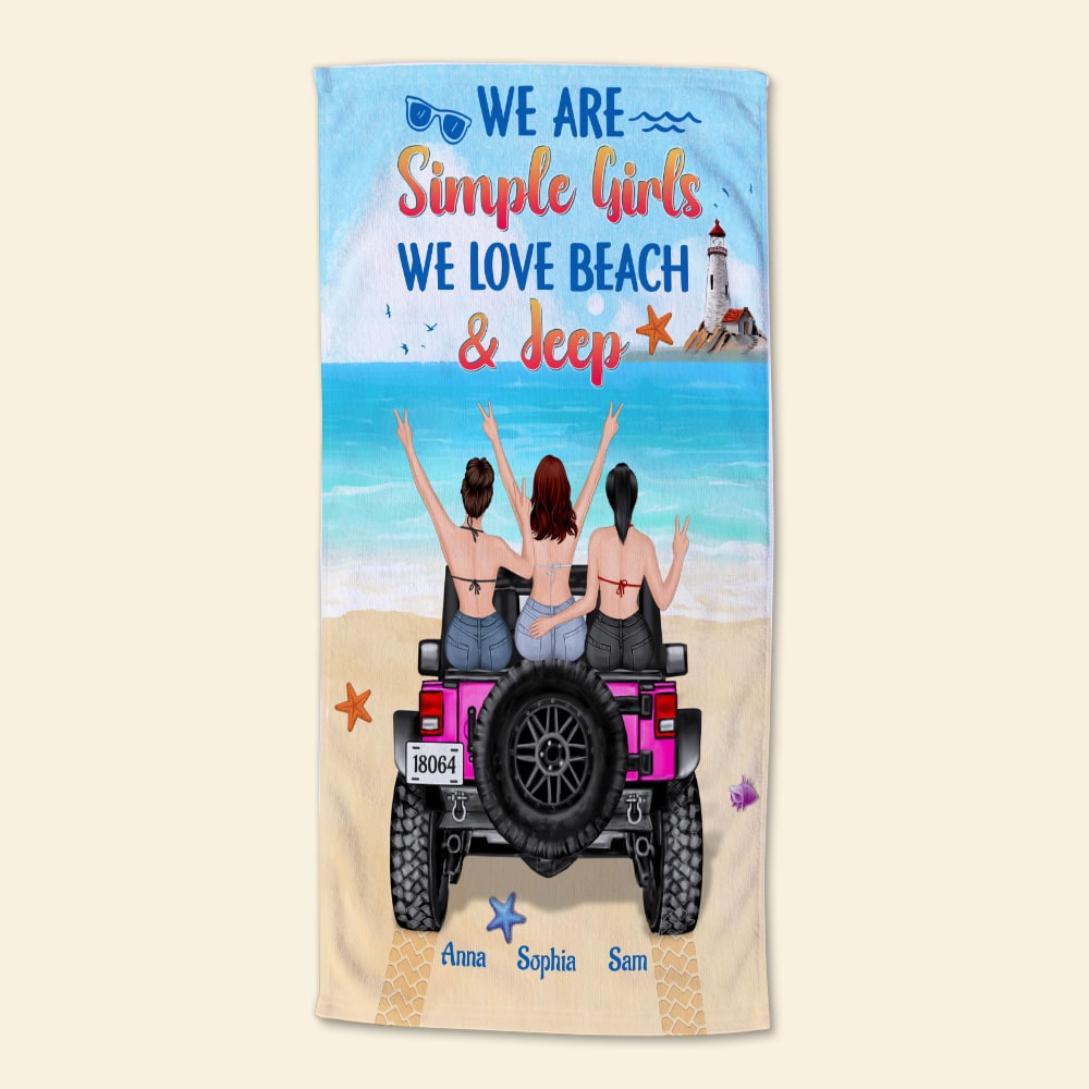 We Are Simple Girls We Love Beach Personalized Car Beach Towel Gift For Her - Beach Towel - GoDuckee
