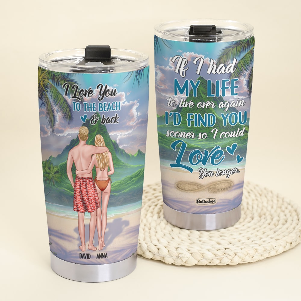 I Love You To The Beach & Back Personalized Couple Tumbler Gift For Couple - Tumbler Cup - GoDuckee