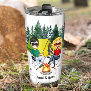 I Love You Wrap Both My Hands Around It And Swallow Personalized Camping Couple Tumbler, Gift For Couple - Tumbler Cup - GoDuckee