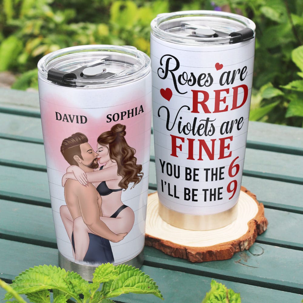 Roses Are Red, Violets Are Fine, Personalized Tumbler, Gifts For Naughty Couple - Tumbler Cup - GoDuckee