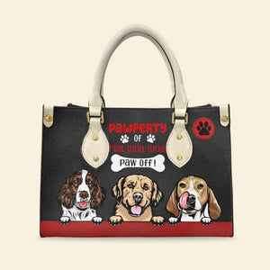 Pawperty Paw Off, Gift For Dog Lovers, Personalized Leather Bag - Leather Bag - GoDuckee