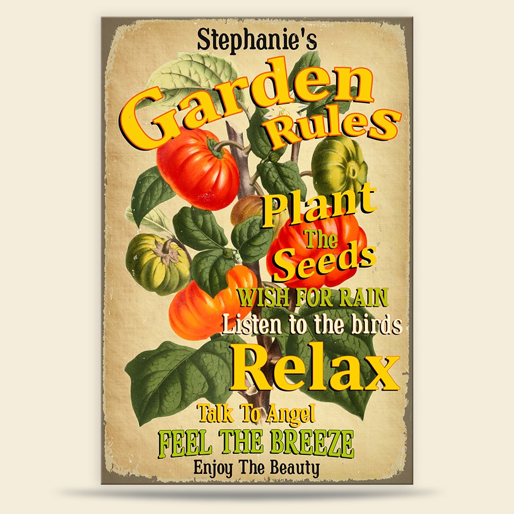 Garden Rules Personalized Gardening Metal Sign Gift For Gardener - Metal Wall Art - GoDuckee