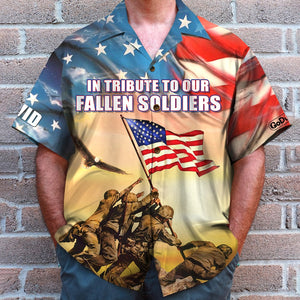In Tribute To Our Fallen Soldiers Personalized 4th of July Hawaiian Shirt Gift For Him - Hawaiian Shirts - GoDuckee
