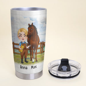 Yes I Am A Girl Yes This Is My Horse - Personalized Horse Girl Tumbler - Gift For Horse Lovers - Tumbler Cup - GoDuckee