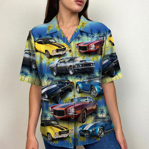 Custom Muscle Car Hawaiian Shirt, Seamless Tree Pattern - Hawaiian Shirts - GoDuckee