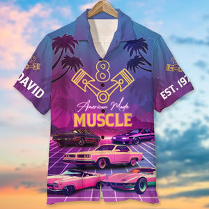 American Made Muscle Personalized Car Hawaiian Shirt, Gift For Car Lovers - Hawaiian Shirts - GoDuckee