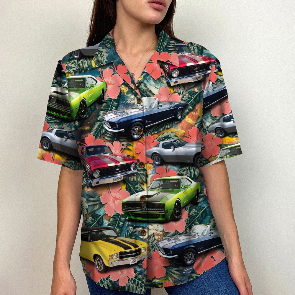 Custom Classic Car Hawaiian Shirt, Dancing Girls Pattern - GoDuckee