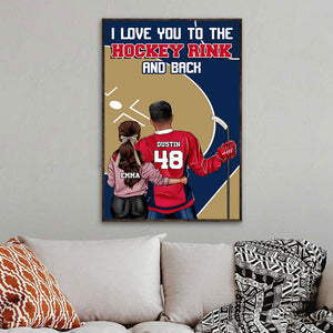 Personalized Hockey Couple Poster - Love You To The Hockey Rink And Back - Couple Shoulder to Shoulder - Poster & Canvas - GoDuckee