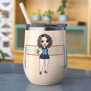 Personalized Volleyball Girl Wine Tumbler - Tears Of The People - Wine Tumbler - GoDuckee