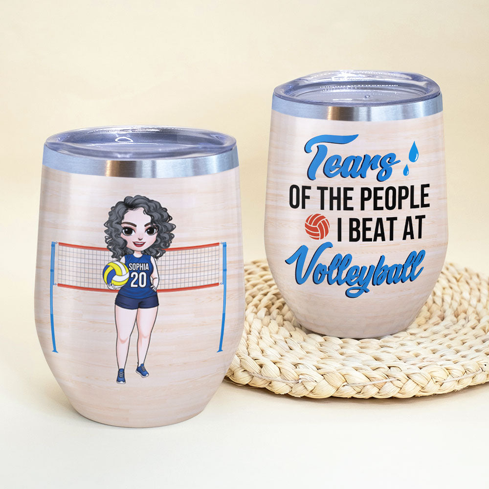 Personalized Volleyball Girl Wine Tumbler - Tears Of The People - Wine Tumbler - GoDuckee