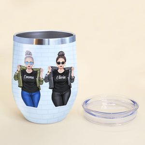 Personalized Cool Badass Women Wine Tumbler - Old Friends We'll Be The Old Ladies - Wine Tumbler - GoDuckee