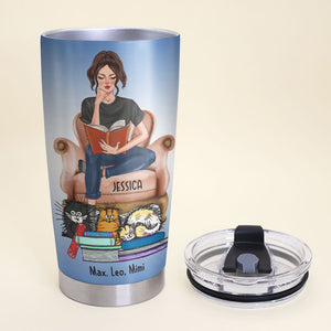 Personalized Cat Lover Tumbler Cup - Reading Across I Will Read With My Cats - - Tumbler Cup - GoDuckee