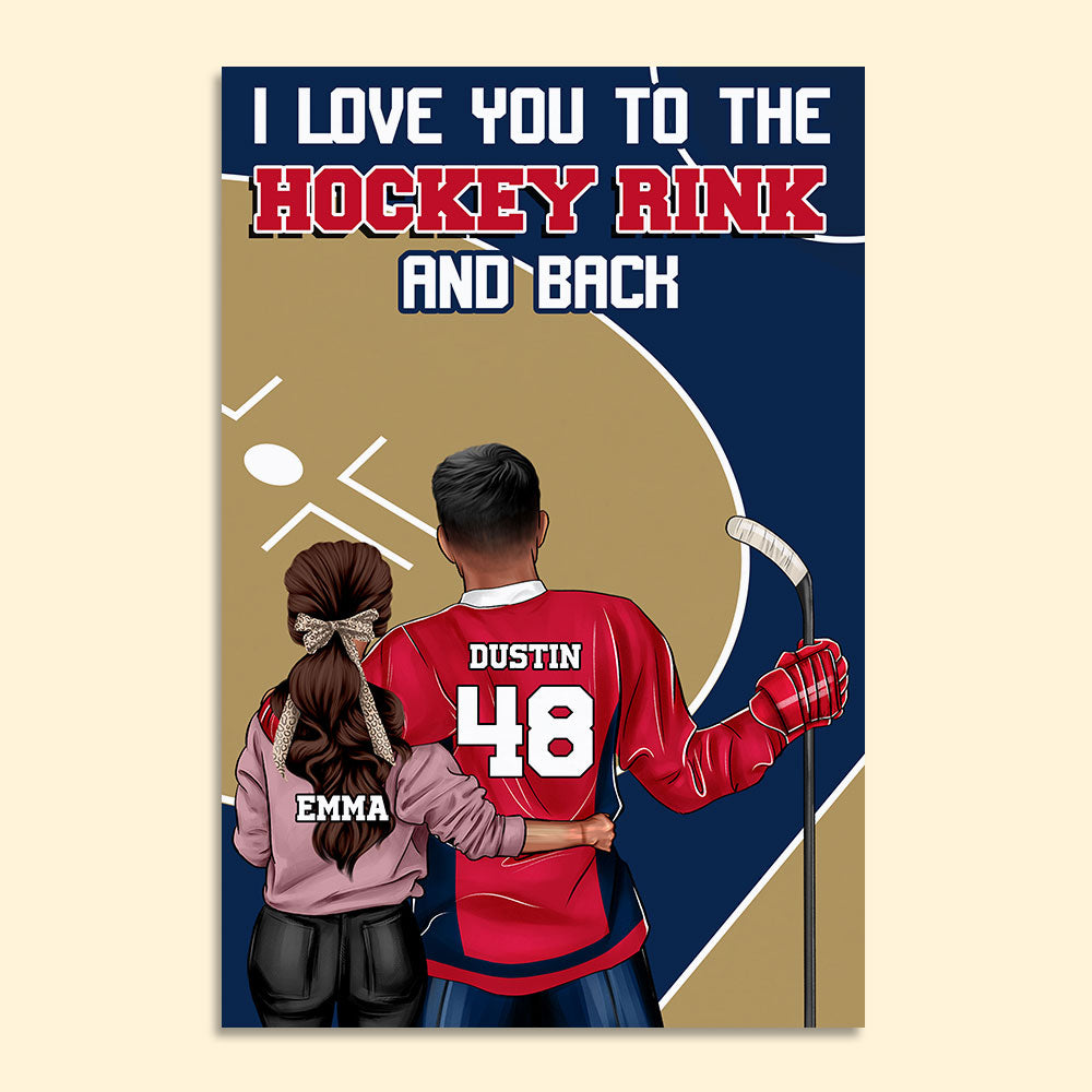 Personalized Hockey Couple Poster - Love You To The Hockey Rink And Back - Couple Shoulder to Shoulder - Poster & Canvas - GoDuckee