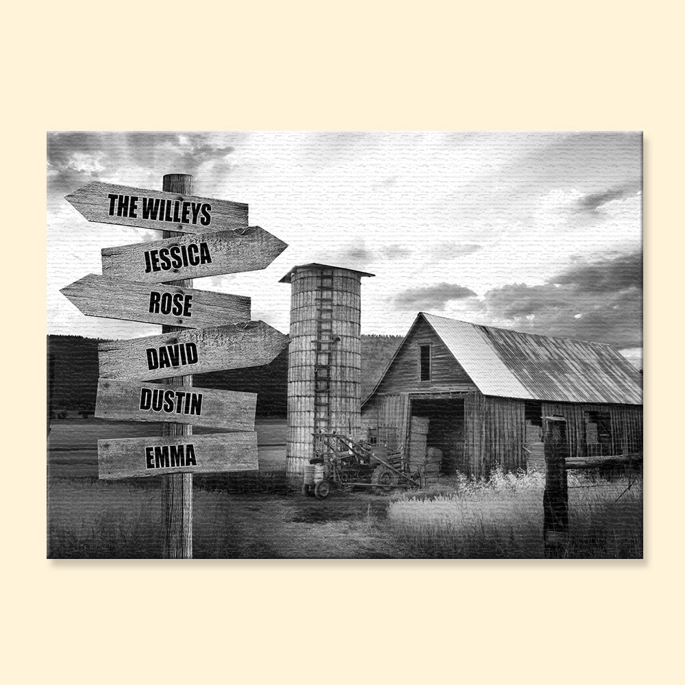 Black & White Farm Barn - Custom Name Arrow Sign Poster - Poster & Canvas - GoDuckee