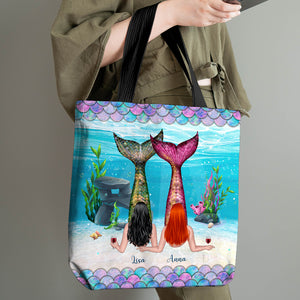Sisters Of The Tides Are We - Personalized Tote Bag - Gift For Friends/Besties/Sisters - Mermaid Friends - Tote Bag - GoDuckee