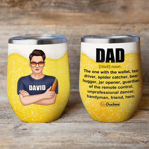 Father's Day - Personalized Wine Tumbler - Drinking Man - DAD Definition - Beer Bubbles Theme - Wine Tumbler - GoDuckee