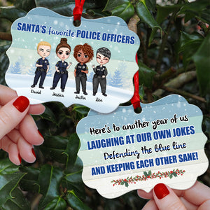 Cute Santa's Favorite Police Officers - Personalized Colleagues Benelux Ornament - Ornament - GoDuckee
