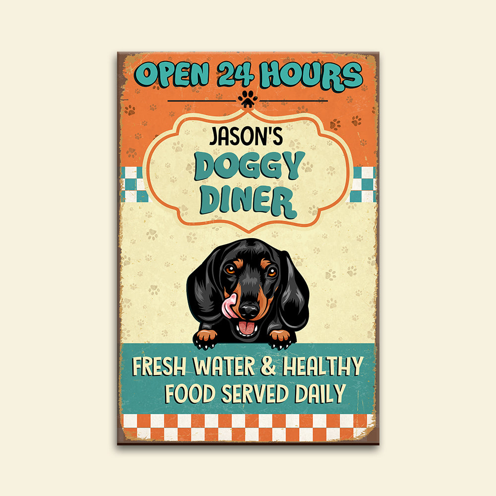 Personalized Dog Breeds Metal Sign - Doggy Diner - Metal Wall Art - GoDuckee