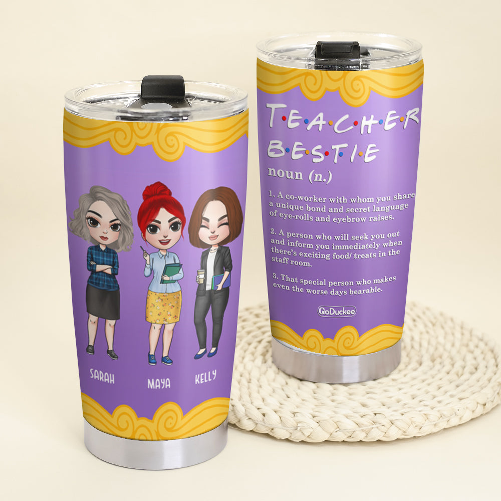 Personalized Teacher Bestie Tumbler - Teacher Bestie Definition - Tumbler Cup - GoDuckee