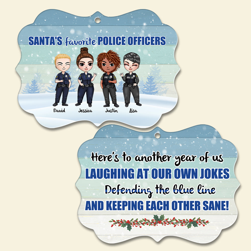 Cute Santa's Favorite Police Officers - Personalized Colleagues Benelux Ornament - Ornament - GoDuckee